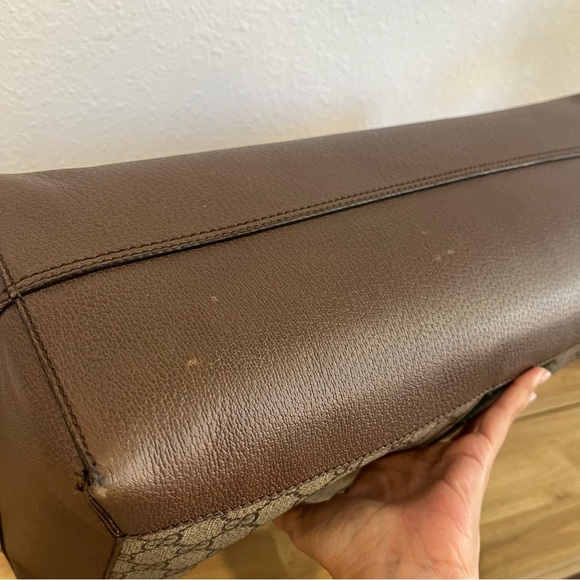 AUTHENTIC Gucci GG Supreme Monogram Web Ophidia Soft Tote Brown - Picture 7 of 16